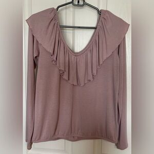 Ruffled Mauve Long Sleeve Top